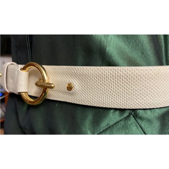 New Ralph Lauren Purple Label White Snake skin Belt Gold Buckle New $870 Size M - Picture 6 of 6